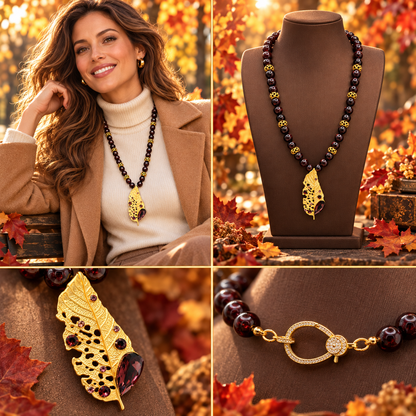 Autumn Ember Leaf Necklace
