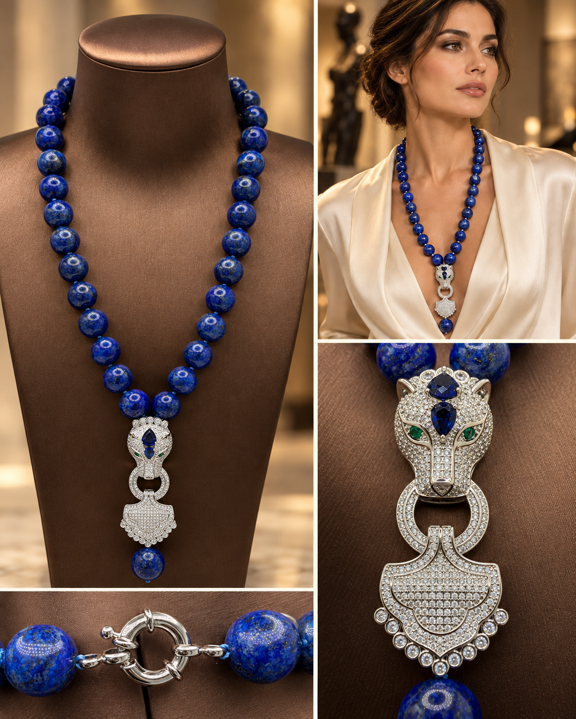 Lapis Panther Necklace