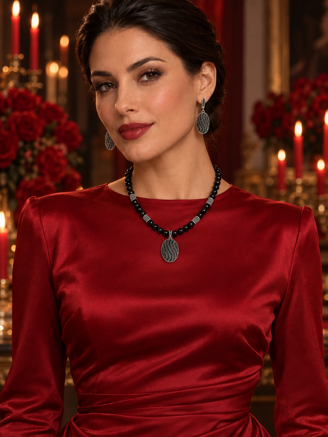 Nocturne Silver Medallion Necklace