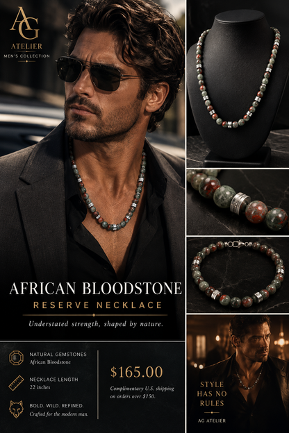 African Bloodstone Reserve Necklace - AG Atelier Men's Collection