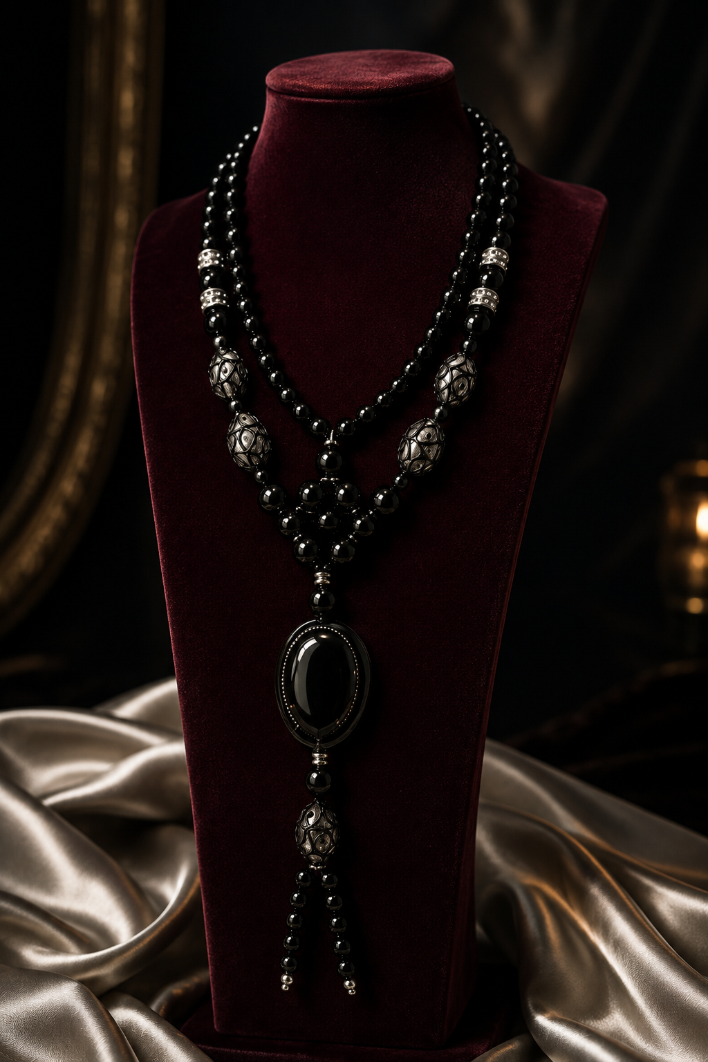 Onyx Noir Statement Necklace - busto - AG Atelier Women's Collection