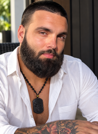 Nino Black Wolf Necklace – AG Atelier lifestyle photo