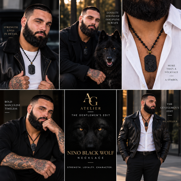 Nino Black Wolf Necklace