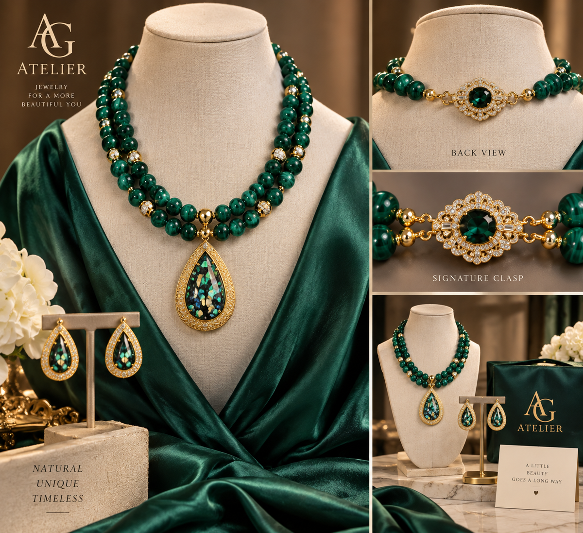 Caridad Emerald Necklace & Earrings Set