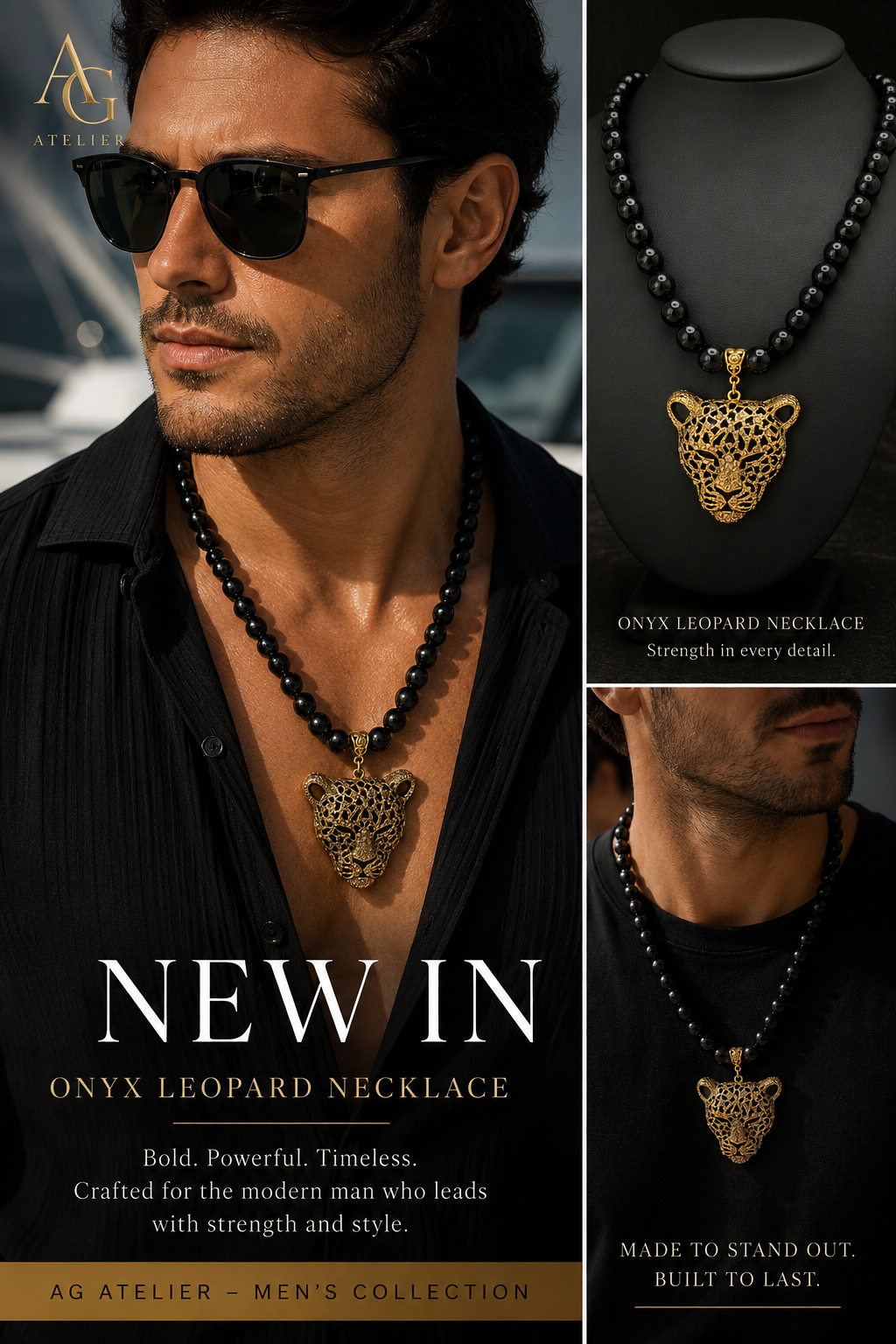 Onyx Leopard Necklace - AG Atelier Men's Collection