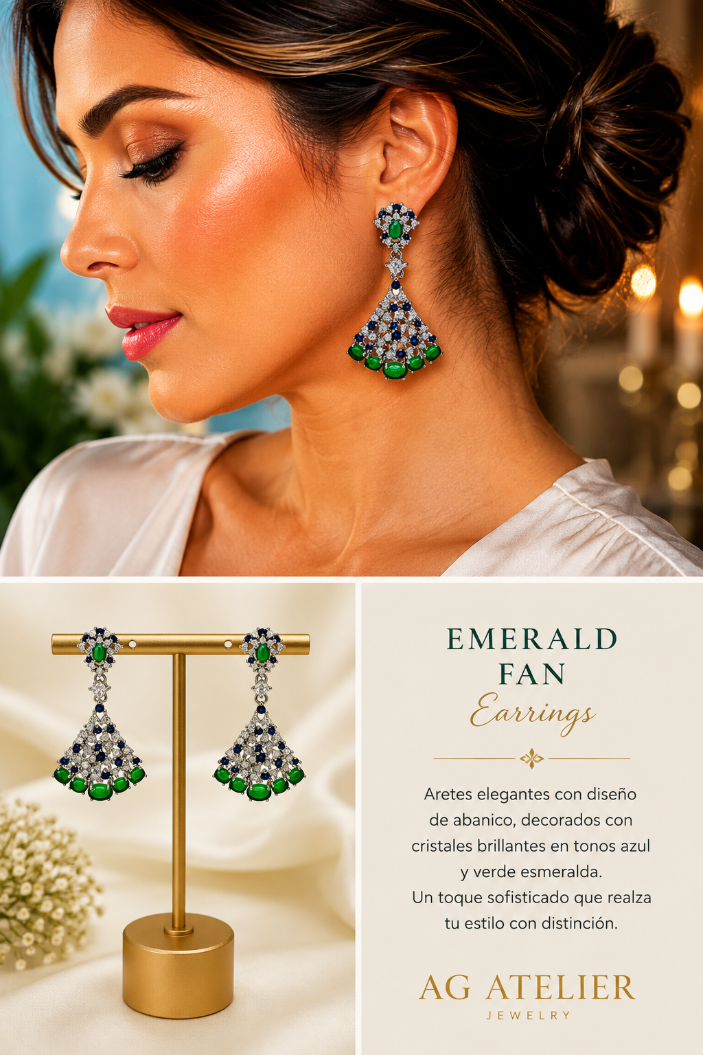 Emerald Fan Earrings
