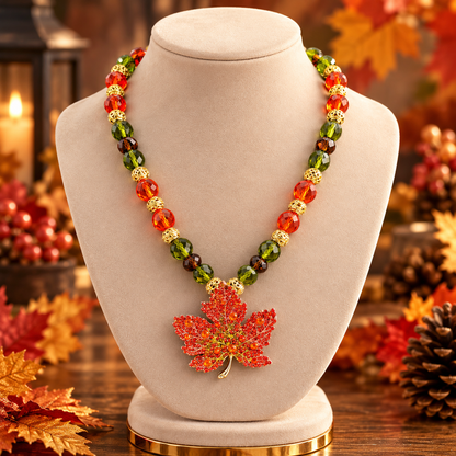 Autumn Orange Leaf Necklace