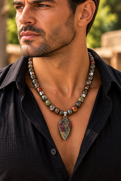 Sacred Earth Men's Dragon Blood Jasper Necklace