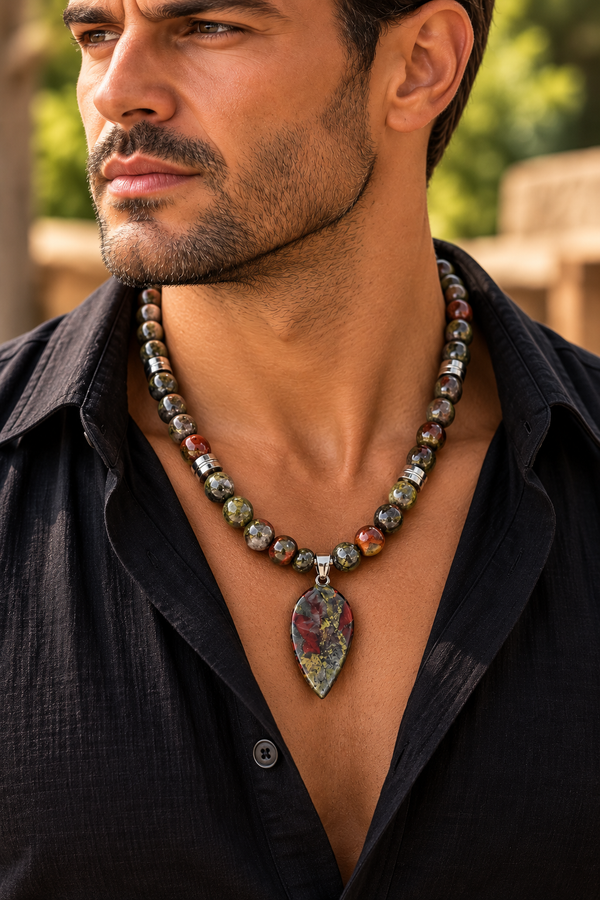 Sacred Earth Men's Dragon Blood Jasper Necklace