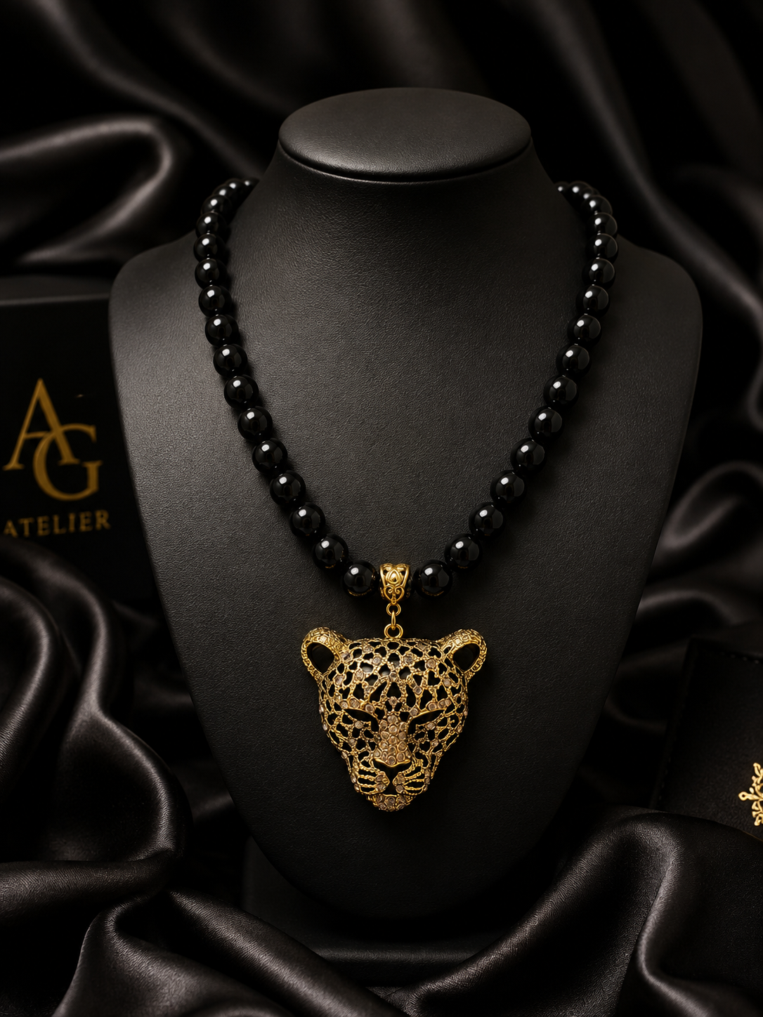 Onyx Leopard Necklace