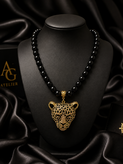 Onyx Leopard Necklace