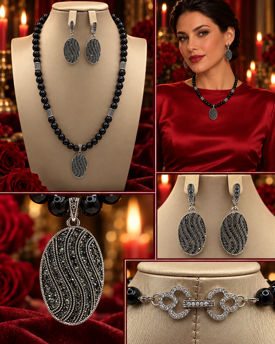 Nocturne Silver Medallion Necklace