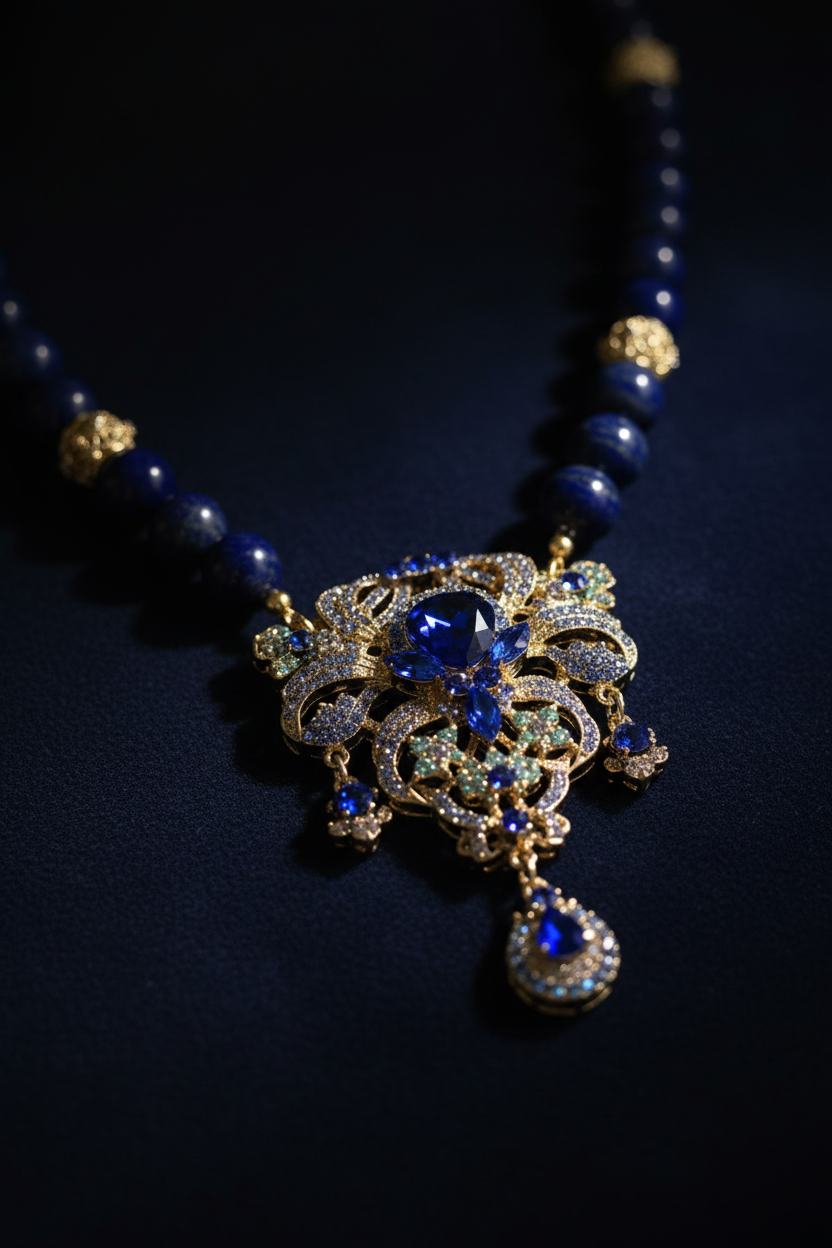Collar azul royal flatlay