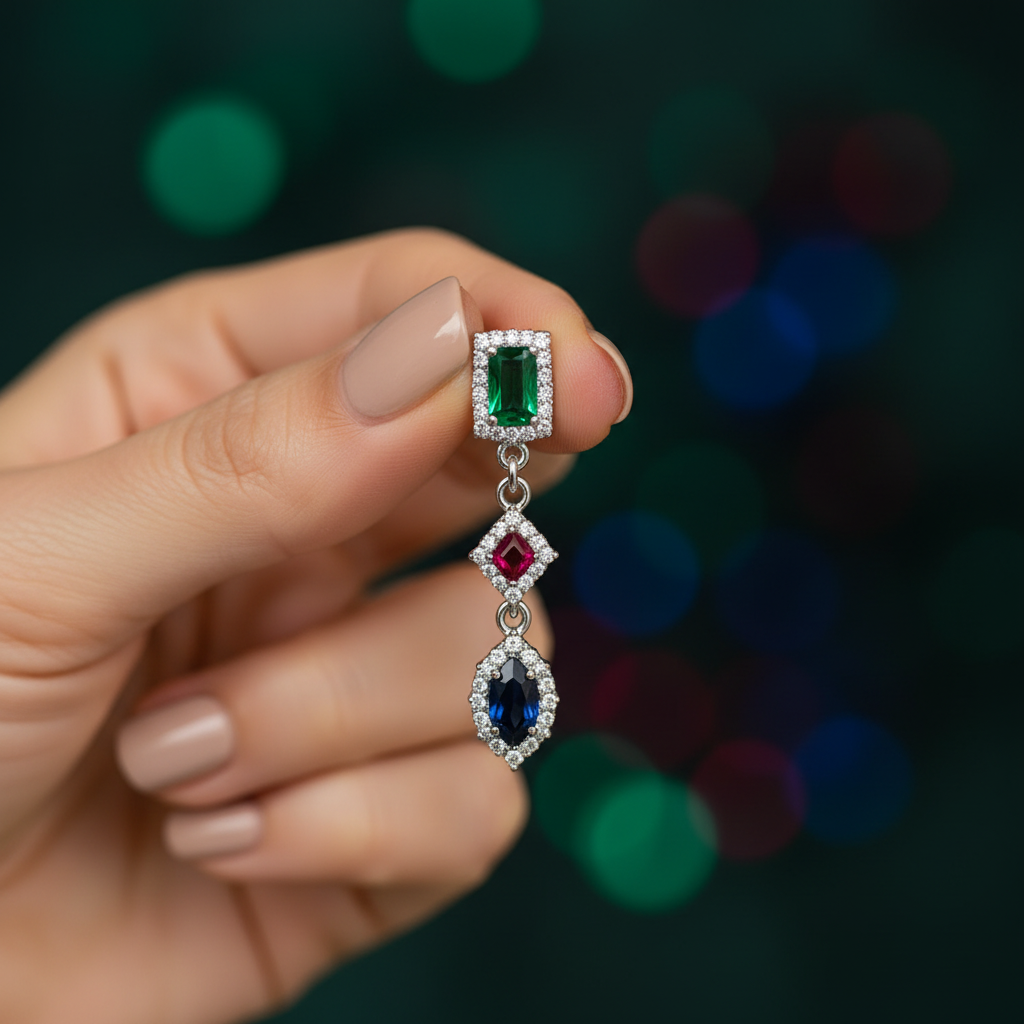 Royal Linear Earrings close-up in hand