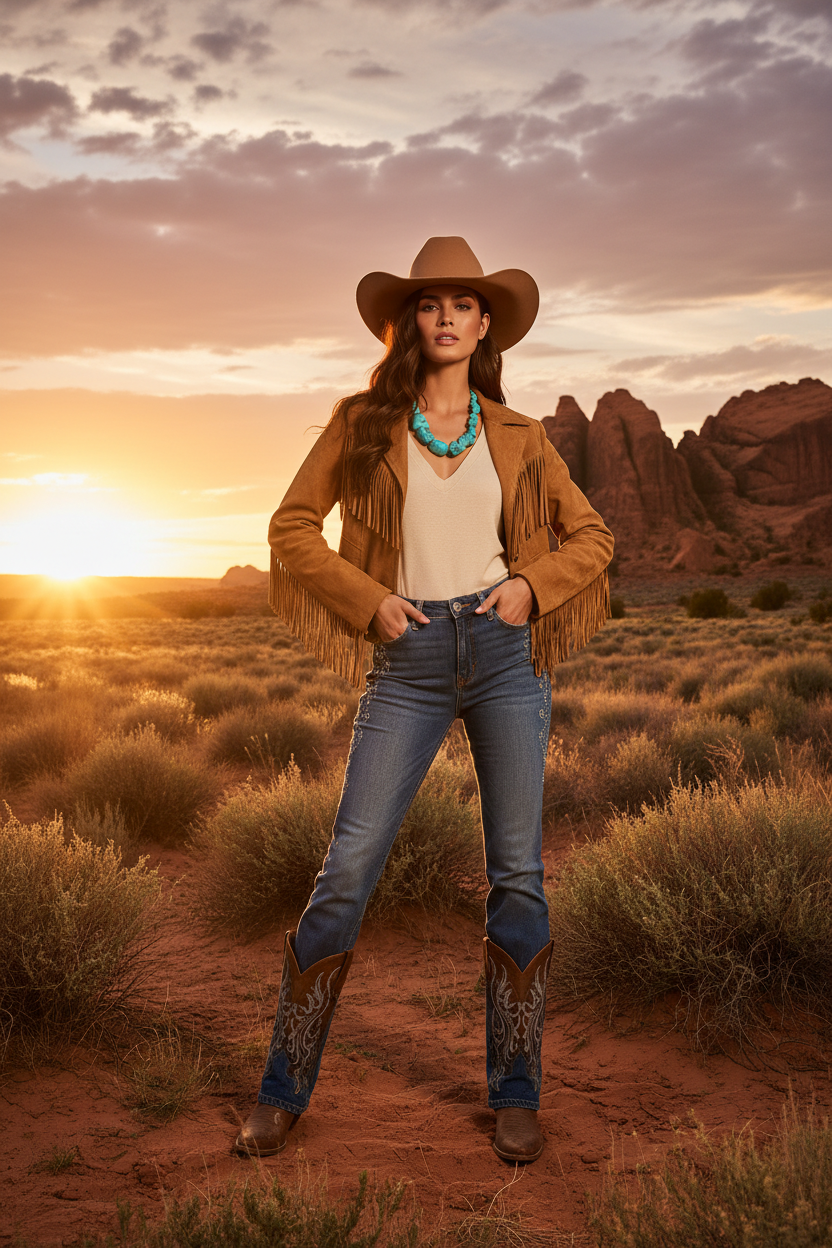 Turquoise Tides Statement Necklace western cowgirl desert sunset