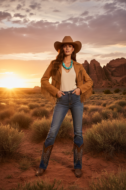Turquoise Tides Statement Necklace western cowgirl desert sunset