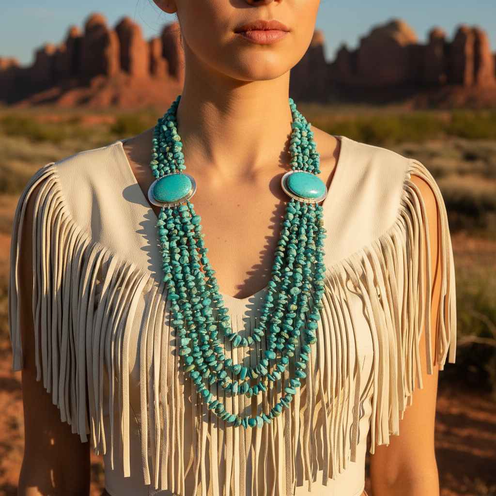 Desert Cascade Necklace close-up desert red rocks