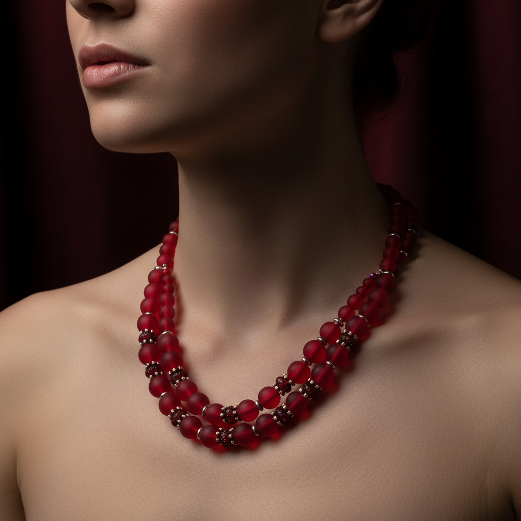 Ruby Nocturne Necklace editorial lifestyle model