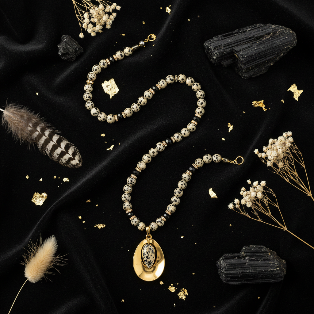 Savanna Noir — flat lay en terciopelo negro con oro