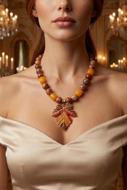 Jasper necklace portrait close-up