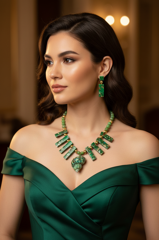 Modelo con collar Emerald Reef